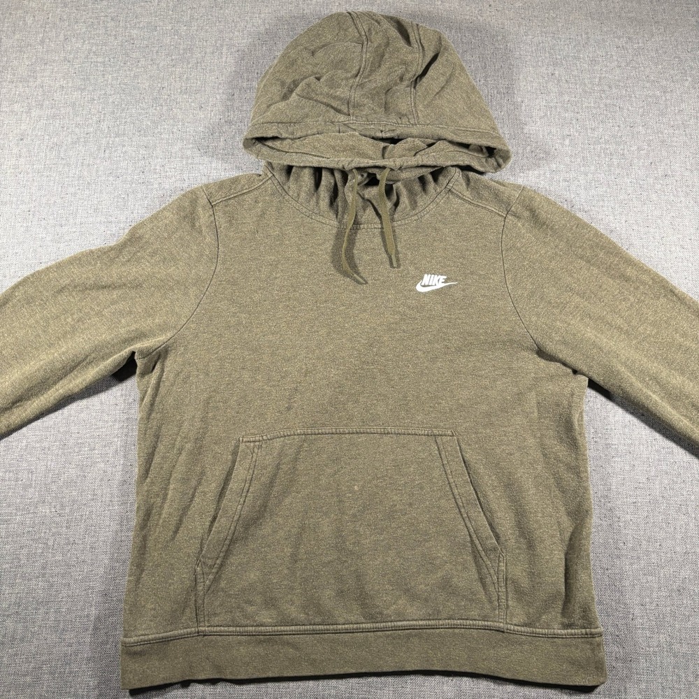 Nike Hoodie Womens Large Green Pullover Fleece Embroidered Swoosh‎ Logo Pocket